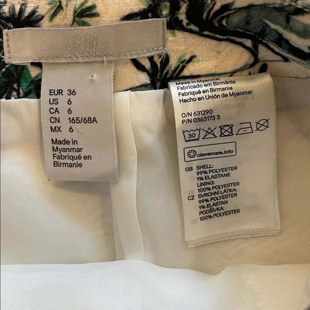 H & M Ivory Jaquard Floral Watercolor‎ Mini Skirt 6
